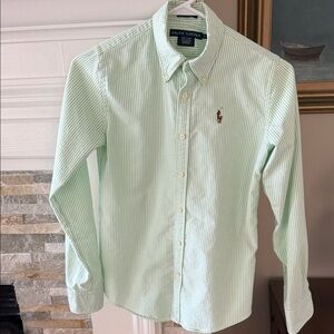 Ralph Lauren Women’s Mint Striped Oxford,  Slim 0